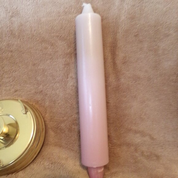 Vintage Partylite Gold Base Candle Holder W/Scalloped Glass & Candle - Picture 5 of 7